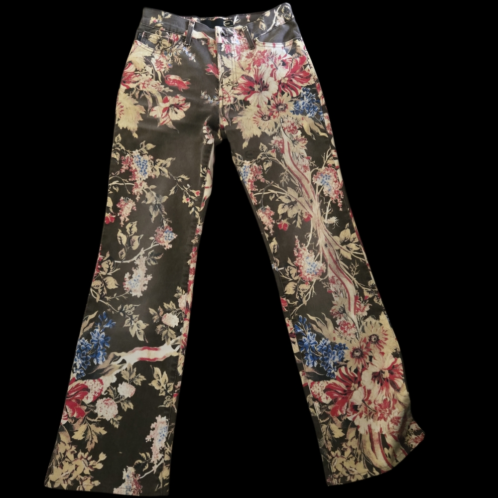 Roberto Cavalli Multicolor Floral Boot Cut Pants